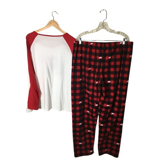 Place Pajama Set Women's Size 3XL Red Plaid Mama Bear Long Sleeve Fleece - Picture 2 of 9